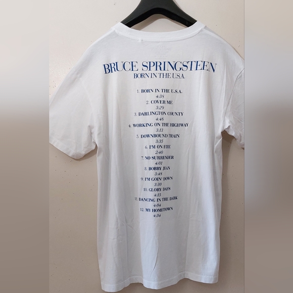 New In  Bruce Springsteen 'Born In The USA' White Tshirt with Track List on Back - Picture 4 of 6